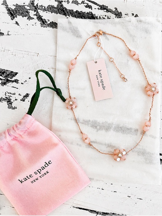 kate spade Jewelry - kate spade Rose Gold Pink Flower Station Necklace